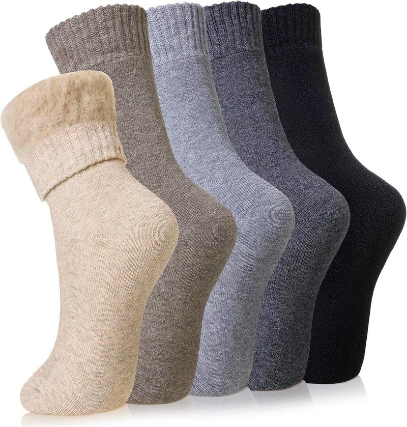 Velice Winter Warm Thermal Socks for Women Extra Thick Insulated Heated Crew Boot Socks for Cold Weather 5 Pairs - Image 1